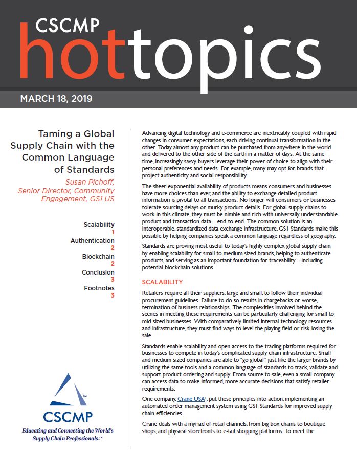 Taming the Supply Chain with a Common Language of Standards