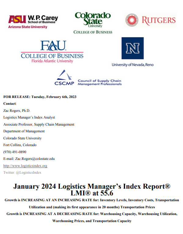 April 2024 Logistics Manager's Index Report